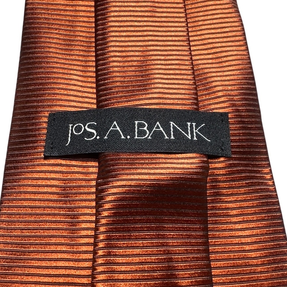 Jos‎ A Bank Mens Rust Copper Ribbed Silk Necktie Extra Long 2180-44 - Picture 6 of 6